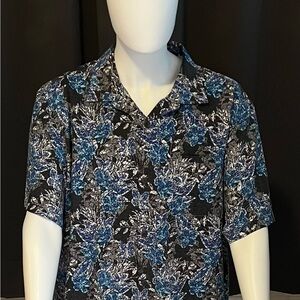 Tommy Bahama Black and Blue Floral Shirt